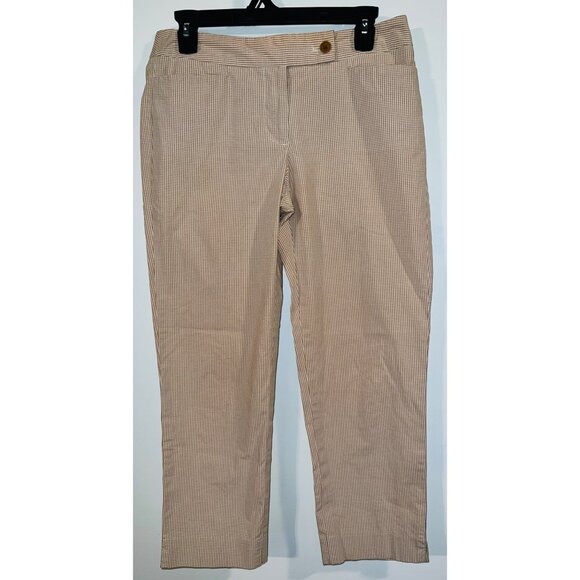 Talbots Womens Brown & White Stripe Pants Size 2 Classic Fit Cotton Blend - Picture 1 of 3